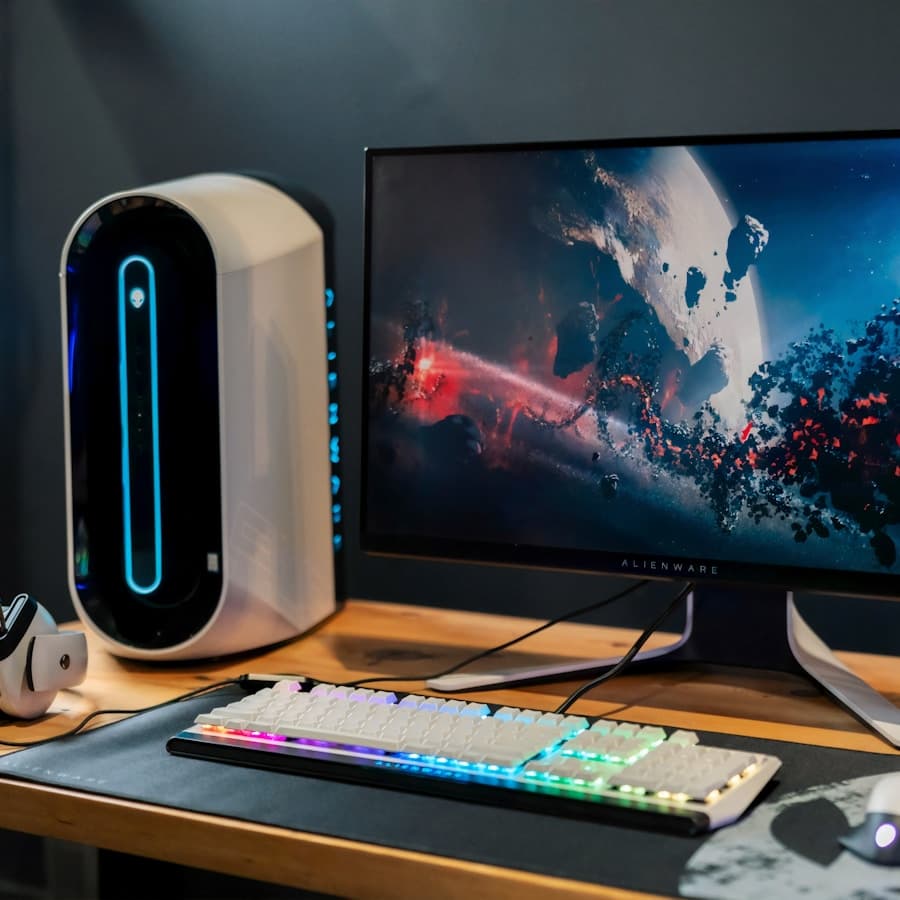 Monitor gamer Alienware com setup completo